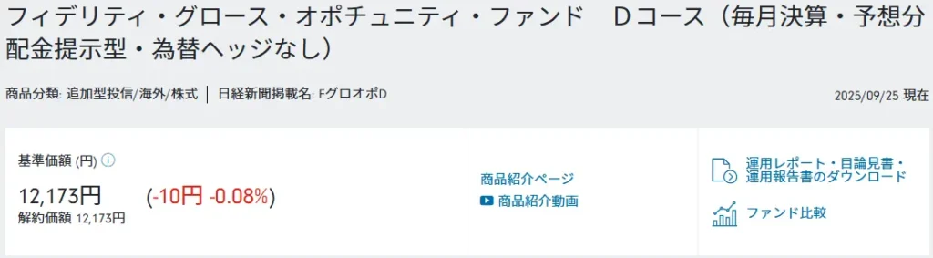 フィデリティ・グロース・オポチュニティ・ファンドDコース