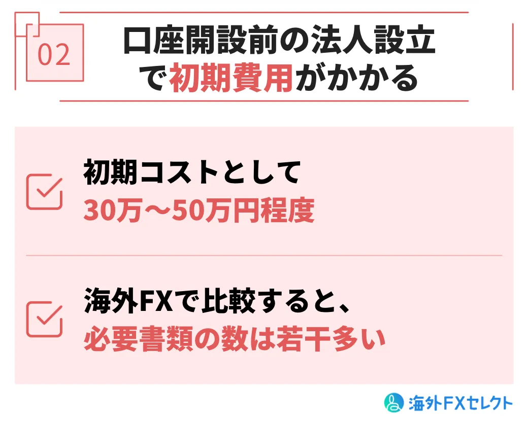 口座開設前の法人設立で初期費用がかかる