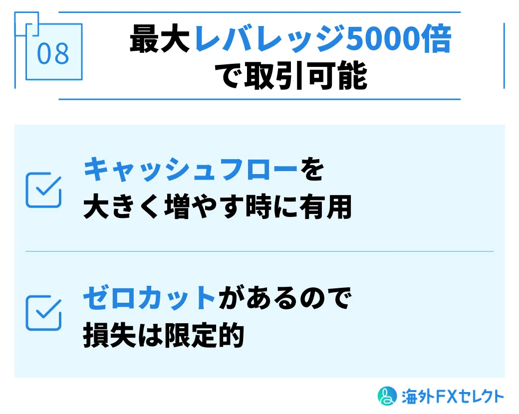 最大レバレッジ5000倍で取引可能