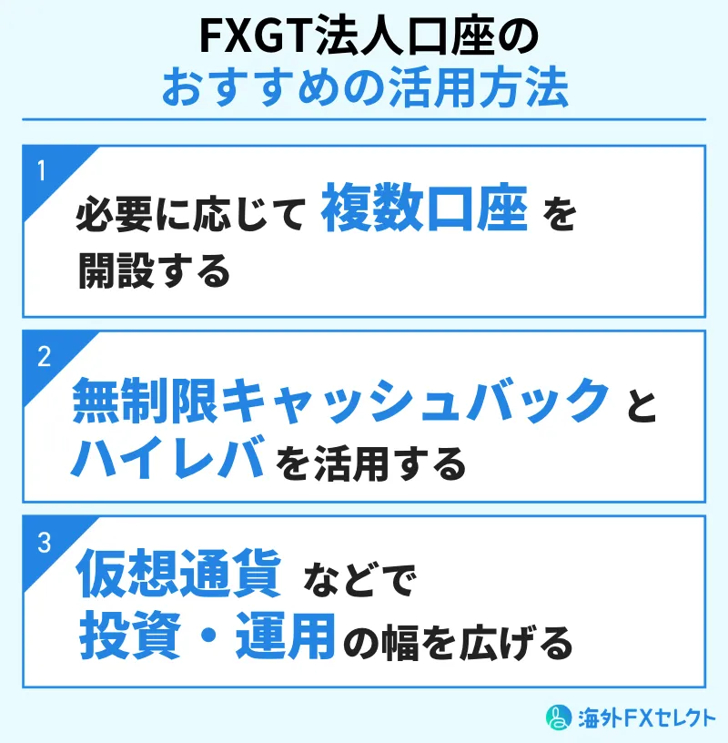 FXGT法人口座のおすすめの活用方法3選