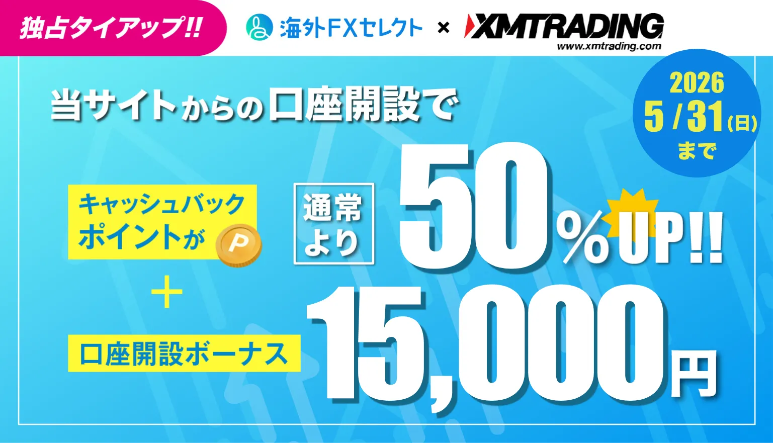xmtradingの海外セレクトタイアップキャンペーンバナー画像