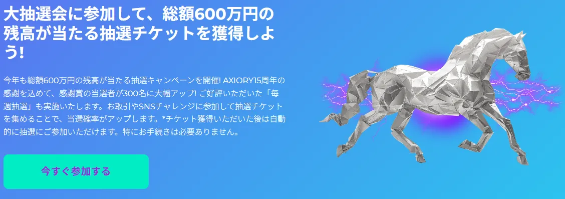AXIORYの2026年現金抽選キャンペーン