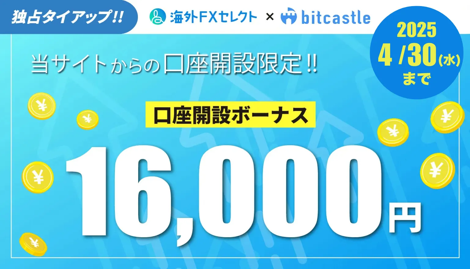 bitcastleの口座開設ボーナス