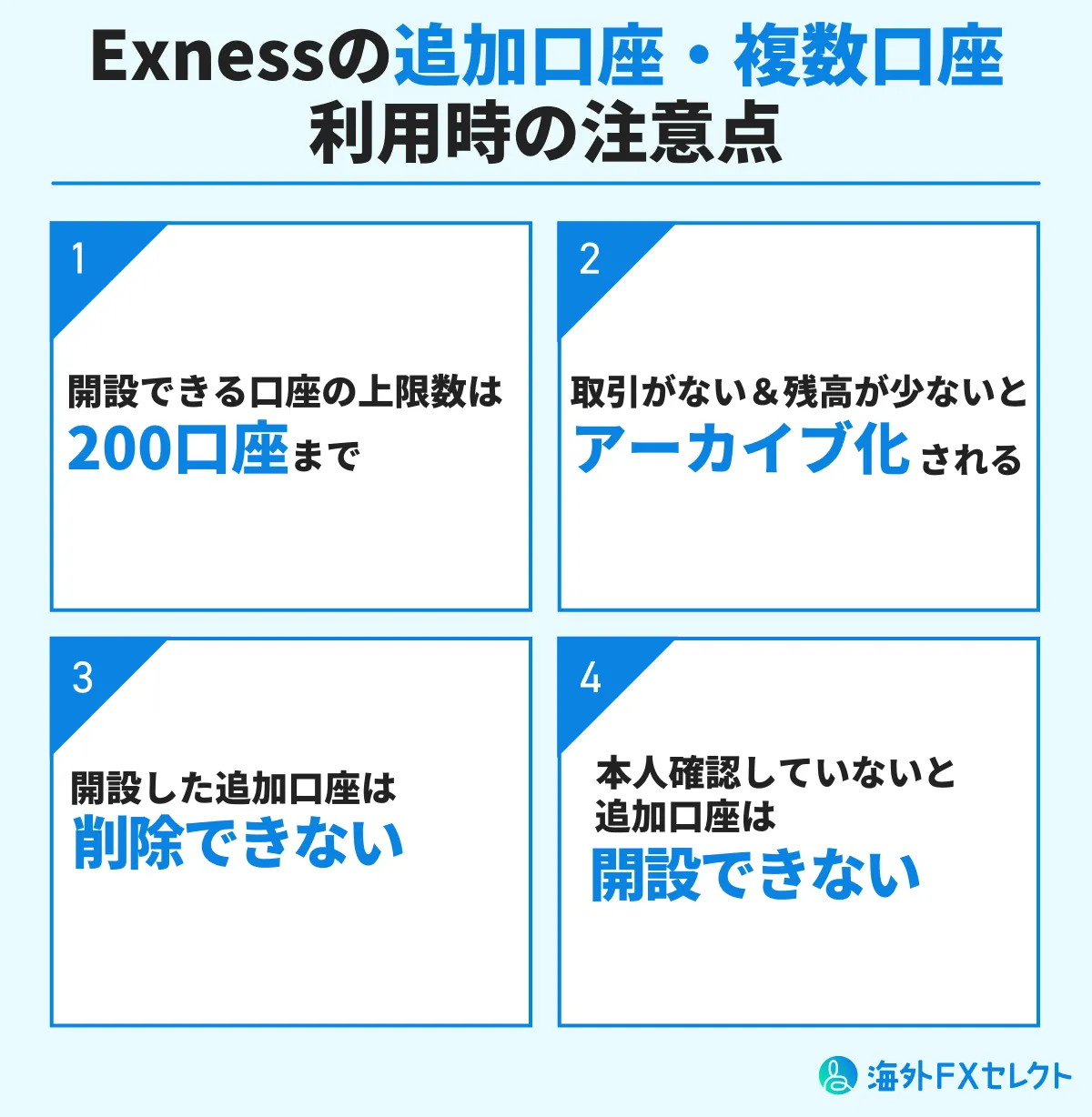 Exness(エクスネス)追加口座・複数口座の注意点