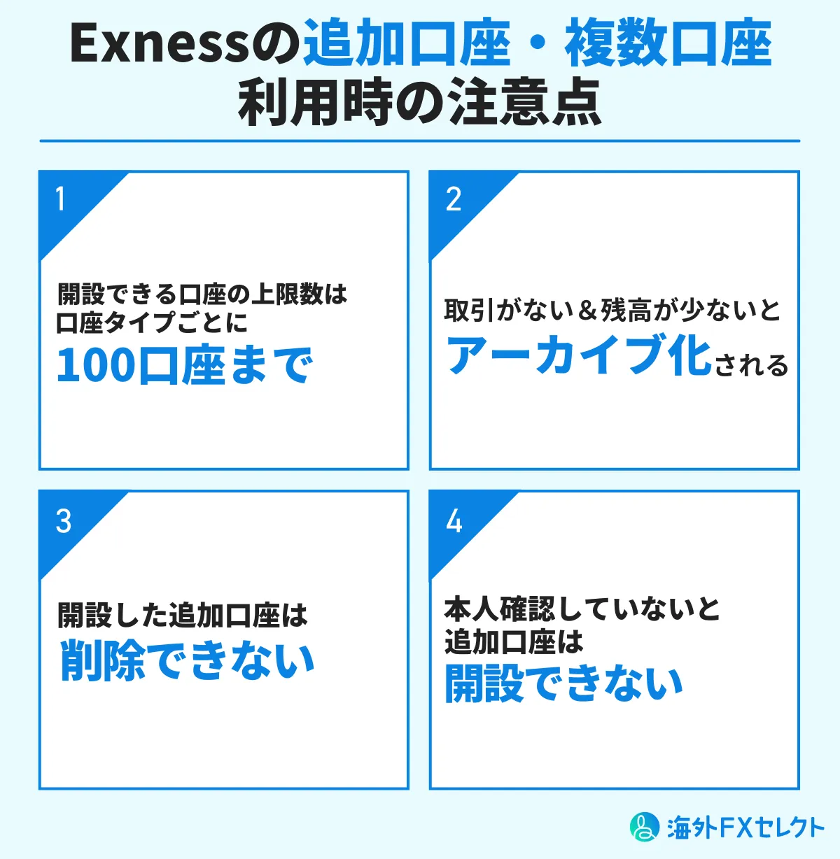 Exness(エクスネス)追加口座・複数口座の注意点