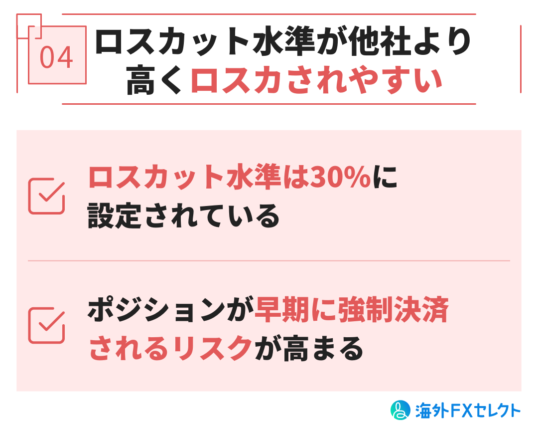 ロスカット水準が他社より高く、ロスカされやすい