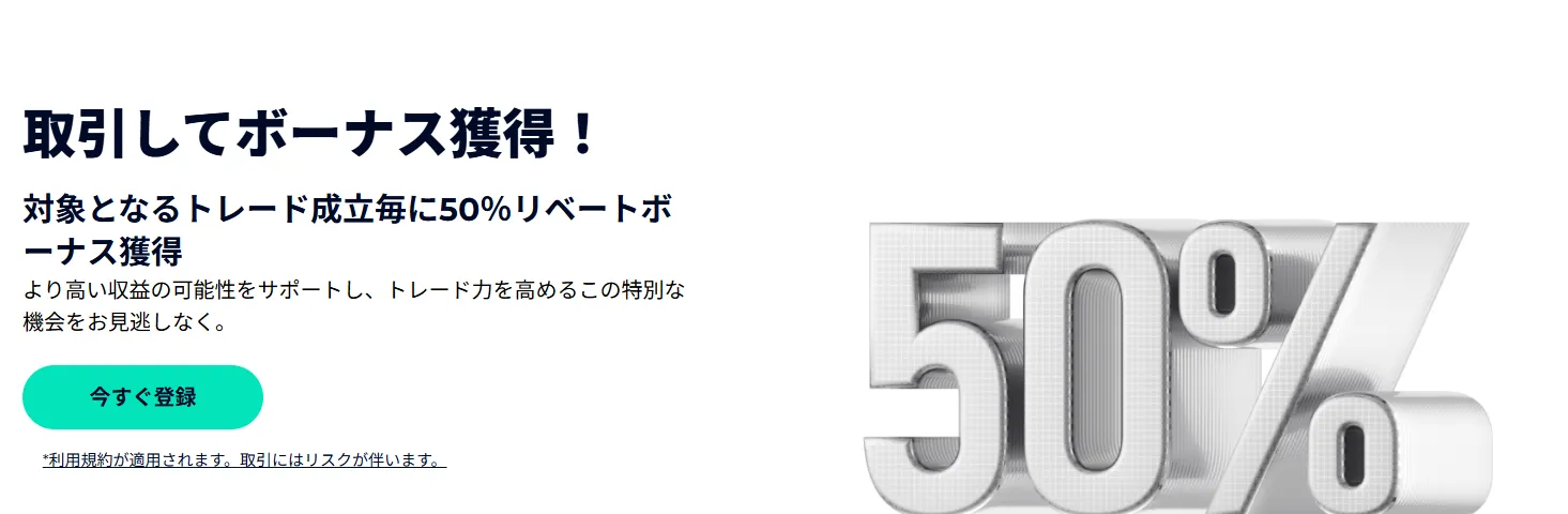 FXGTの50%リベートボーナス