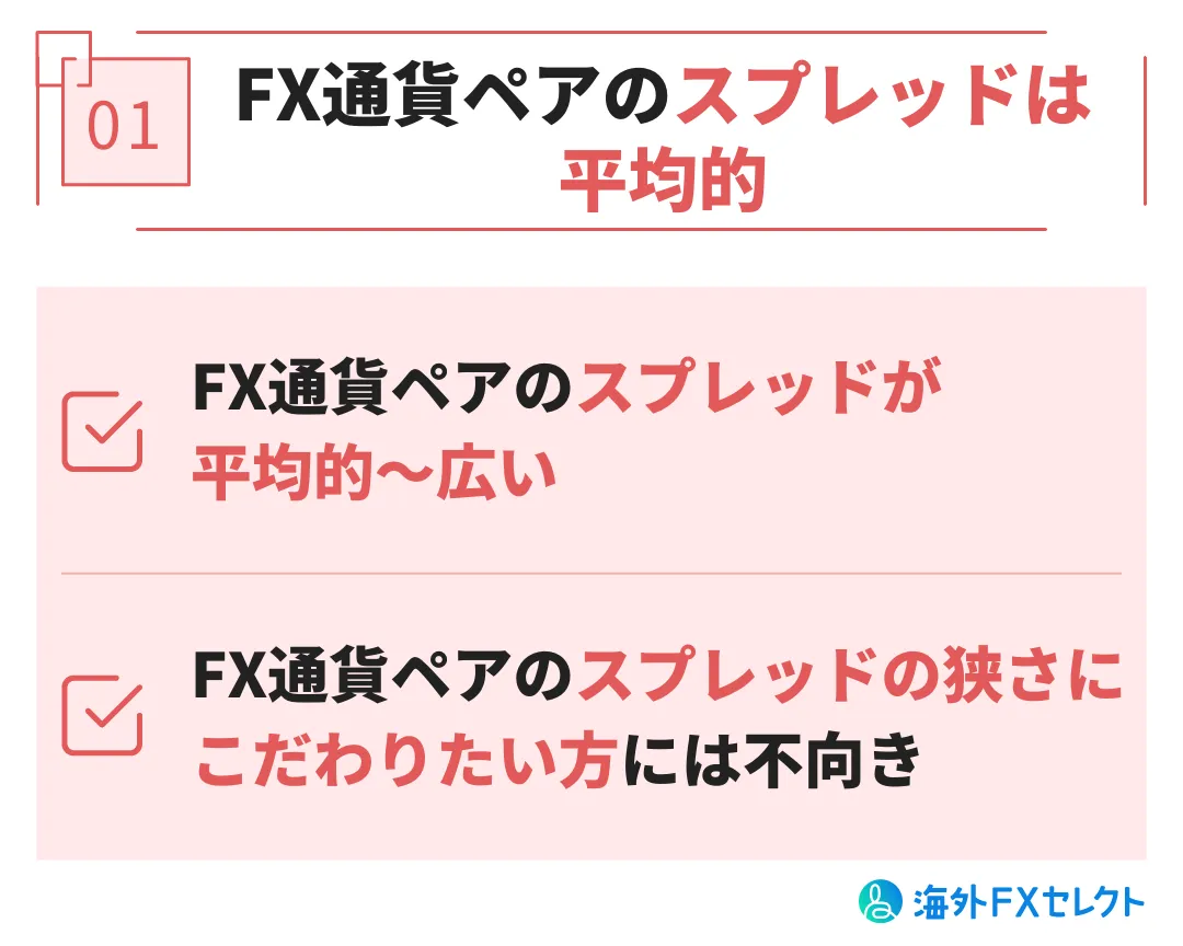 悪い評判①FX通貨ペアのスプレッドは平均的