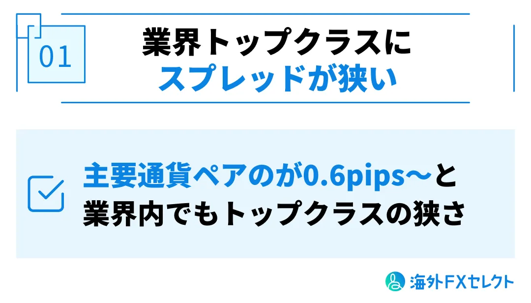 業界トップクラスにスプレッドが狭い