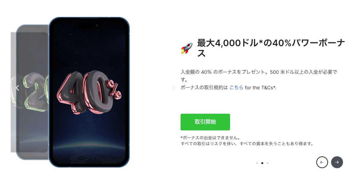 IronFXの40%パワーボーナス