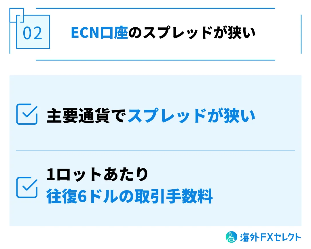 良い評判②はECN口座のスプレッドが狭い