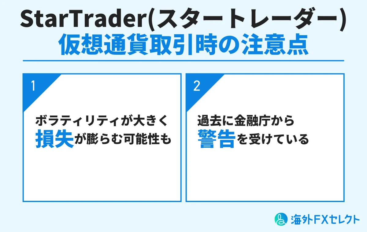 StarTrader仮想通貨取引時の注意点