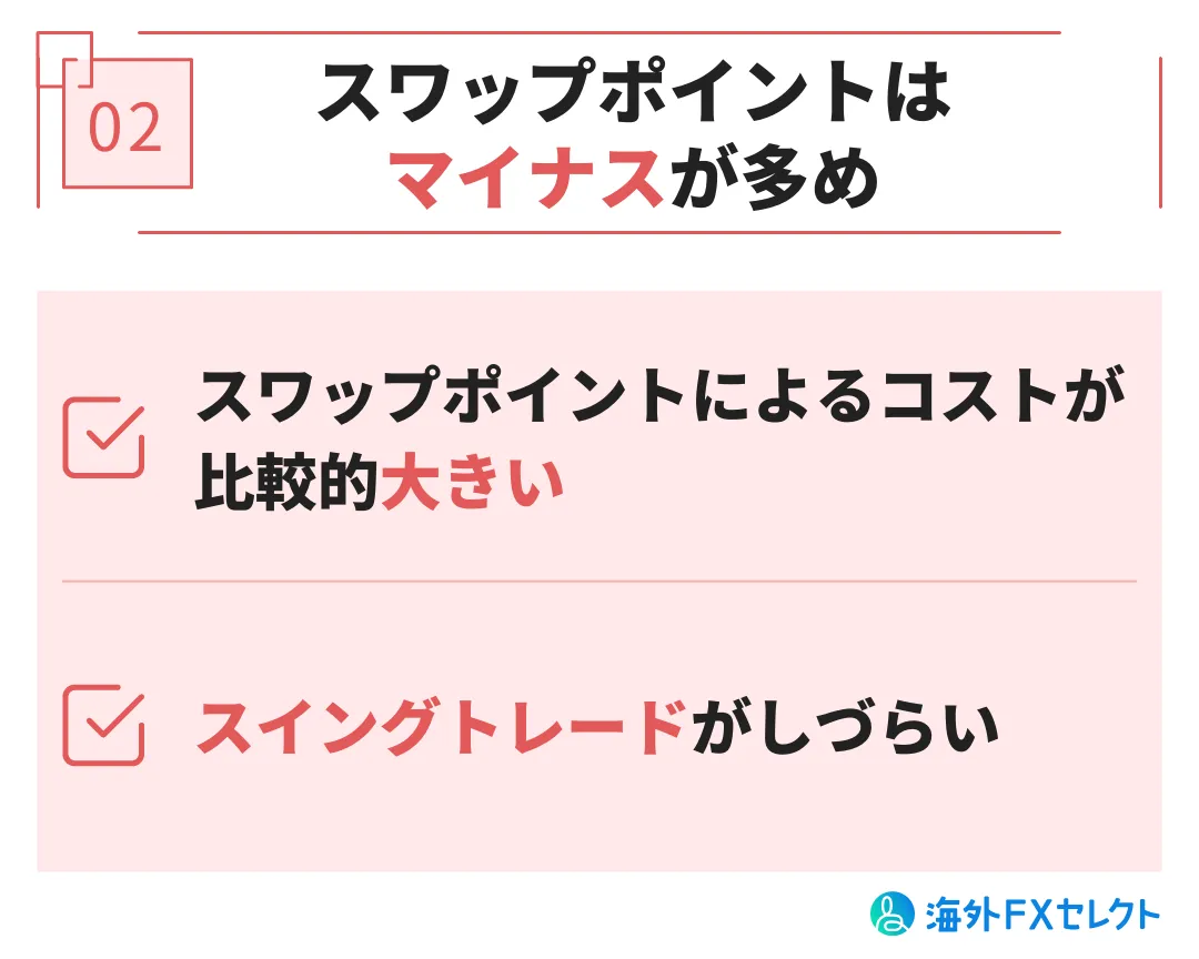 悪い評判②スワップポイントはマイナスが多め