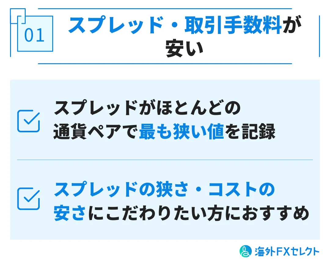 良い評判①スプレッド・取引手数料が安い