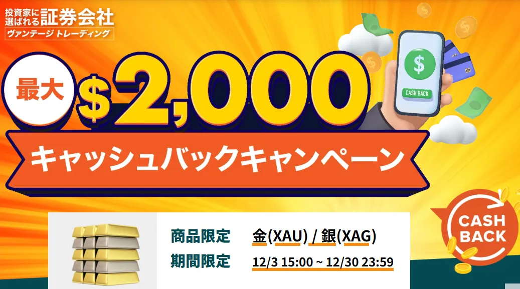Vantage Tradingのキャッシュバックキャンペーン