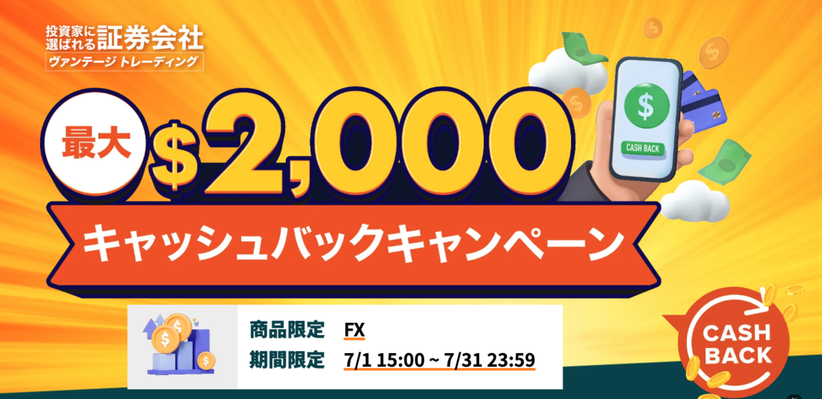 Vantage Tradingのキャッシュバックキャンペーン