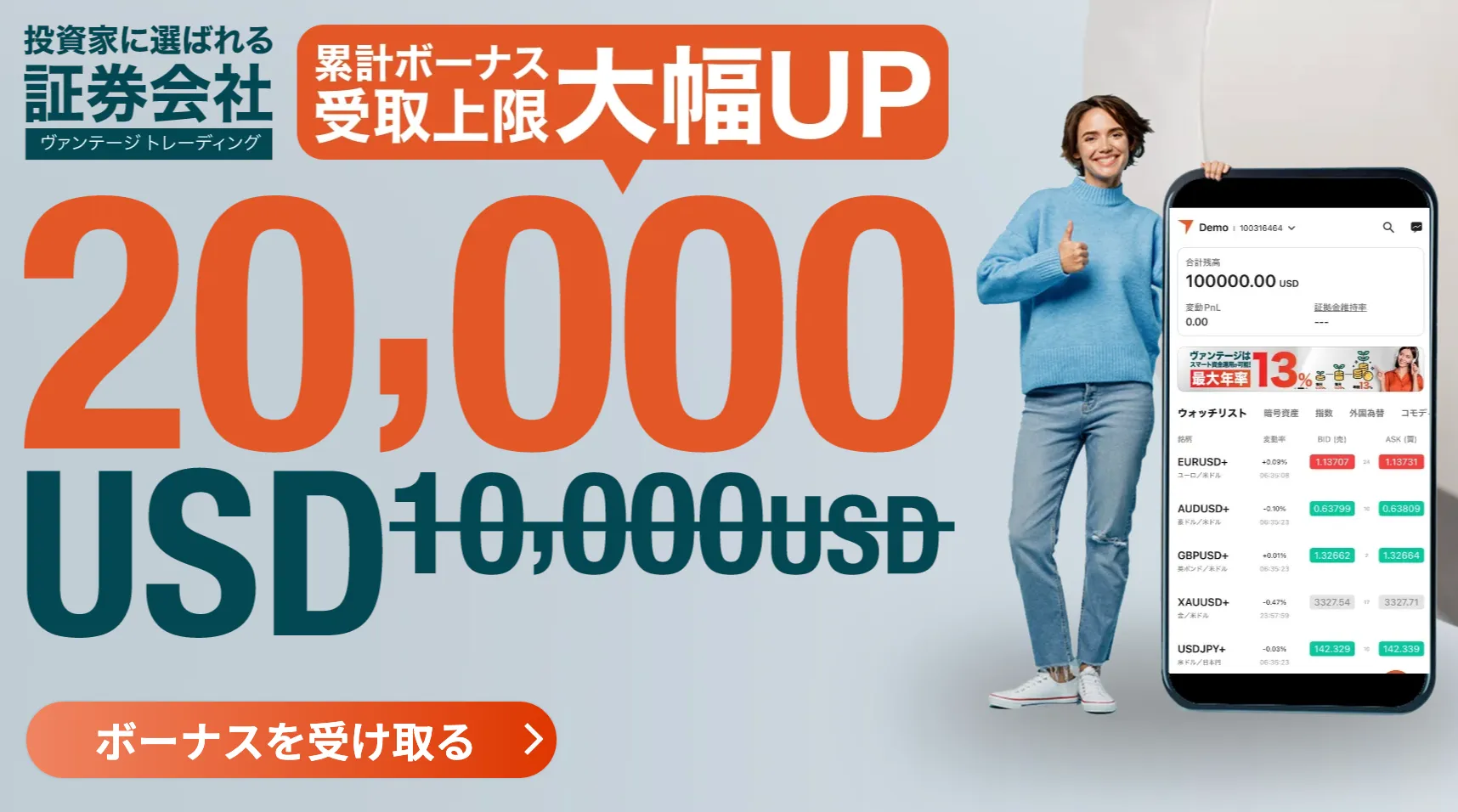 vantageの入金ボーナス