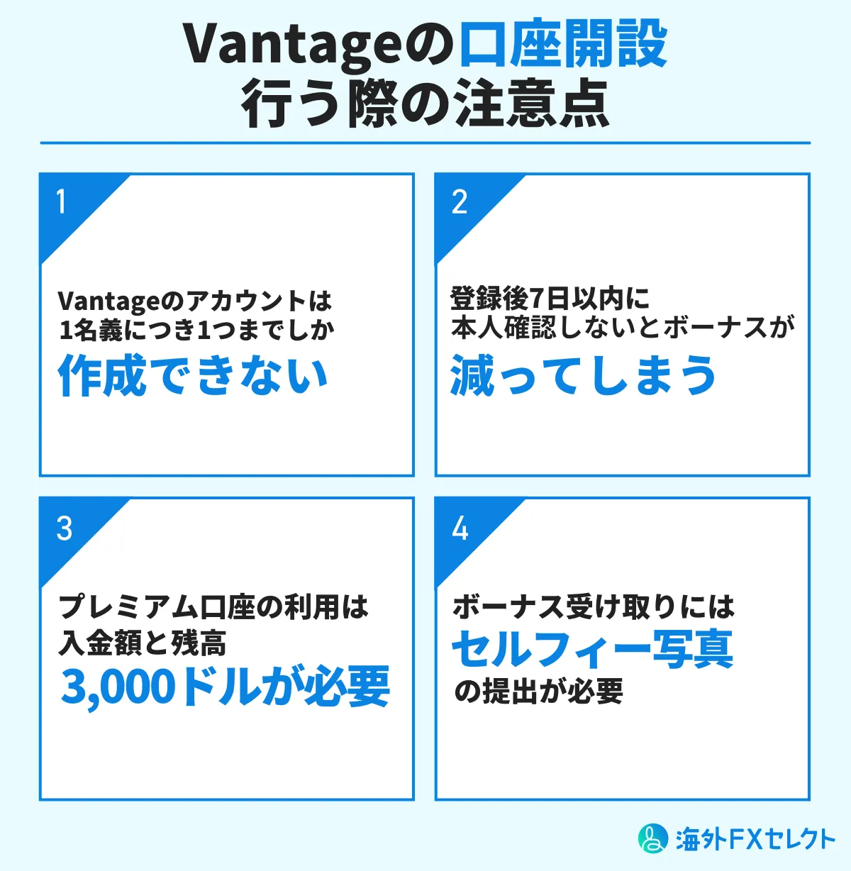 Vantageで口座開設する際の注意点