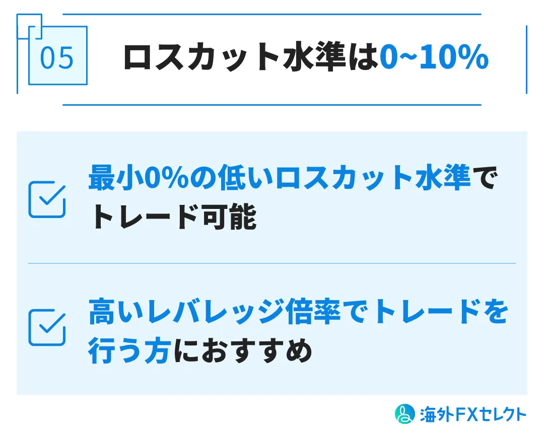 良い評判⑤ロスカット水準は0~10%