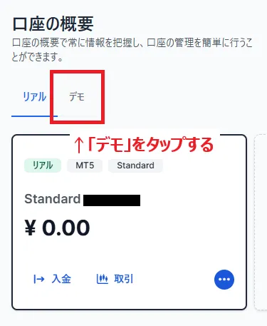 XMマイページの口座の概要