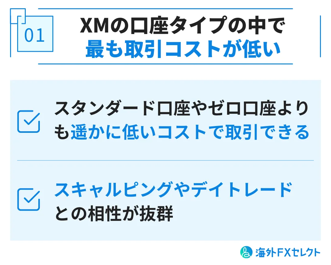 メリット①XMの口座タイプの中で最も取引コストが低い